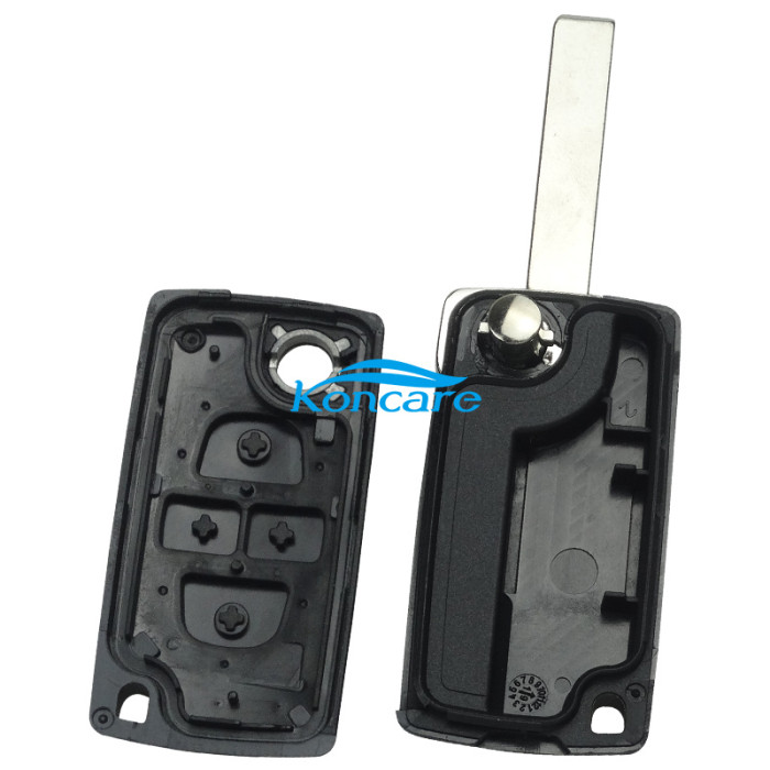 For Peugeot 4 button remote key blank without battery holder the model is HU83-SH4