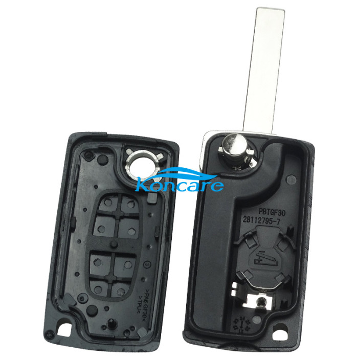 For Peugeot 407 2 buttons flip key shell with genuine factory high quality the blade is HU83 model - HU83-SH2- with battery place
