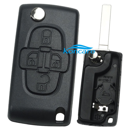 For Peugeot 4 button remote key blank with battery the model is VA2-SH4
