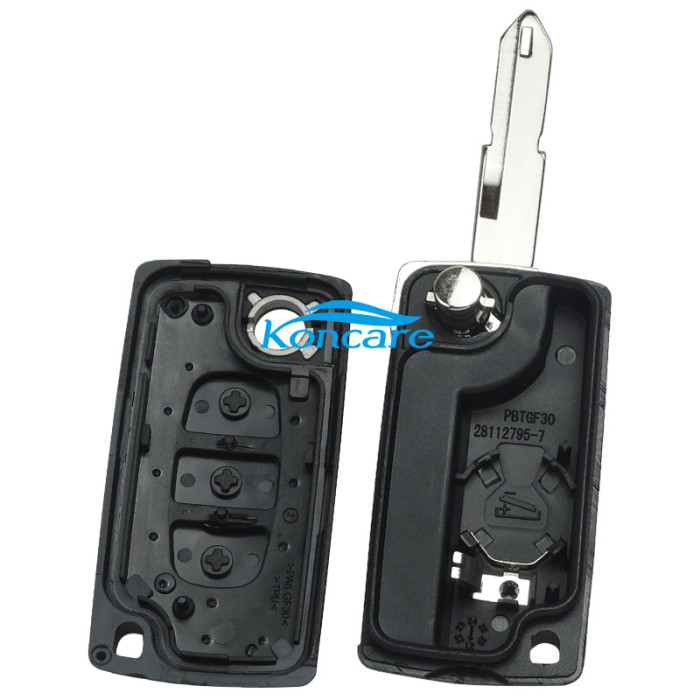 For Peugeot 206 2 button flip remote key shell the blade is 206 blade with battery