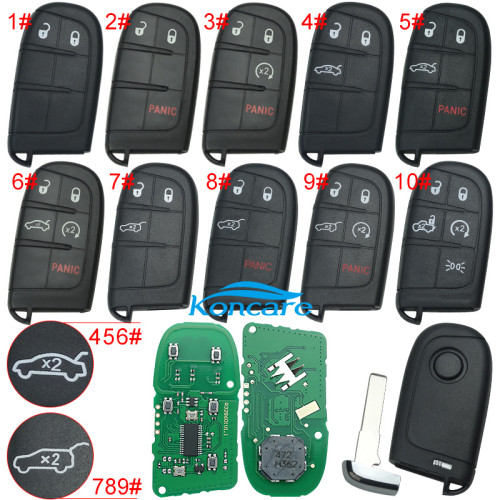 For Jeep Grand Cherokee2014-2019 Chrysler 300 Dodge Durango Journey Charger Challenger Fiat Freemont 2011-2016 Fiat Ottimo 500 46CHIPS , 433MHZ FCC ID :M3N-40821302， pls choose button