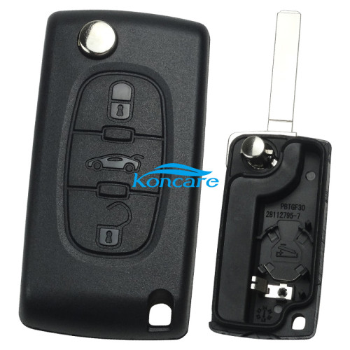 For Citroen 3B flip key shell with 307 blade trunk button VA2-SH3-Trunk- with battery place