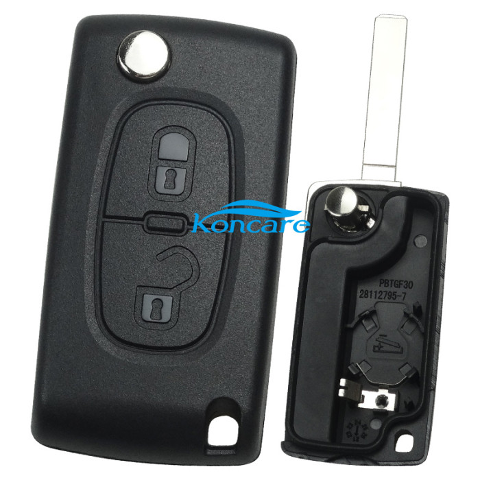 For Peugeot 307 2 buttons flip key shell genuine factory high quality the blade is VA2 model - VA2-SH2- with battery place