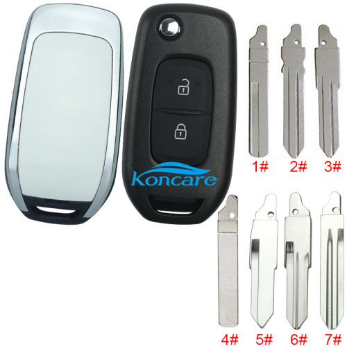 For Renault 2 button flip remote key blank, please choose the blade, with badge