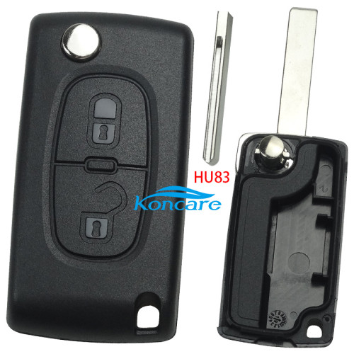 For Peugeot 407 2 buttons flip key shell with genuine factory high quality the blade is HU83 model - HU83-SH2- no battery place