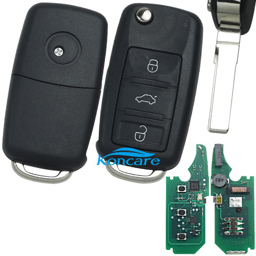 For VW Touareg Phaeton 2002+ keyless go 3 button remote Flip Key Frequency:315MHZ,433MHz / Transponder: 7942/7944/HITAG 2 / Blade signature:HU66 / Immobiliser System:KESSY / Part No: 3D0959753AK/AA/AM