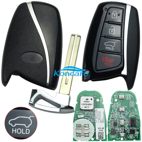 original Hyundai 3+1 button remote key 434mhz with 8A 128 BIT Toyota H chip Model: Seks-HG11A0B Kcc-CRM-SCK-SEKS-HG11AOB CMIIT ID:2011DJ4896 Hyundai Azera Grandeur 2012 + Genuine board Smart Key 95440-3V035
