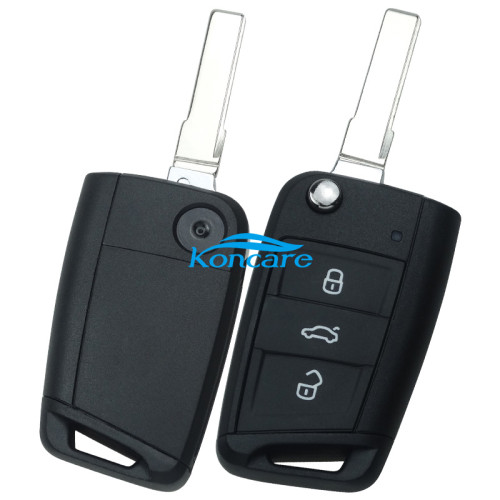 3 button flip remote key blank with HU66 blade， the pin hole is same as original shell