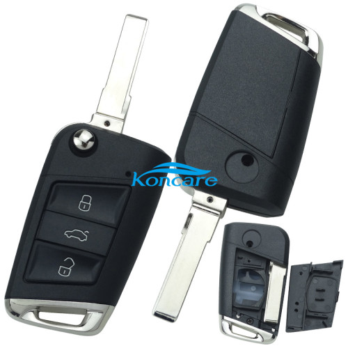 3 button flip remote key blank with HU66 blade