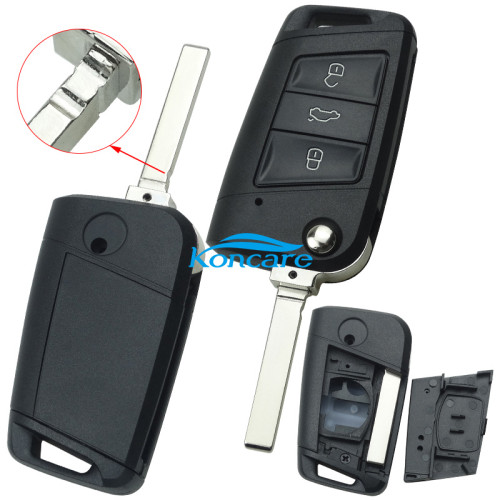 3 button flip remote key blank with HU162T blade