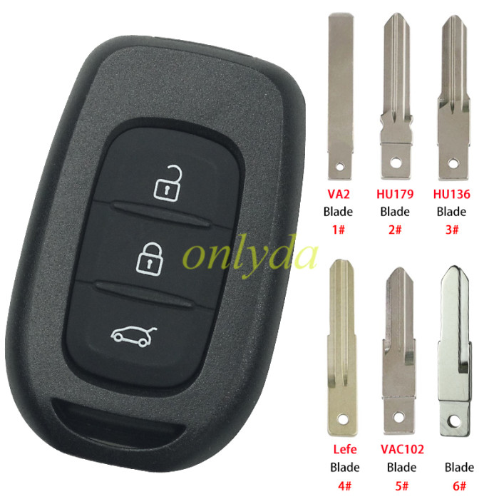 For Renault 3 button remote key blank with logo,please choose the blade