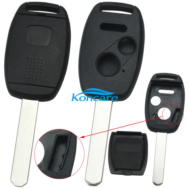 For Honda upgrade 2+1 buttons remote key shell with badge place （With chip slot place)