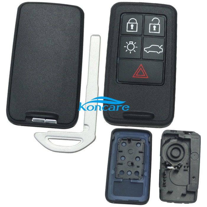 For Volvo 5 button remote key shell with 1part battery clamp and with blade