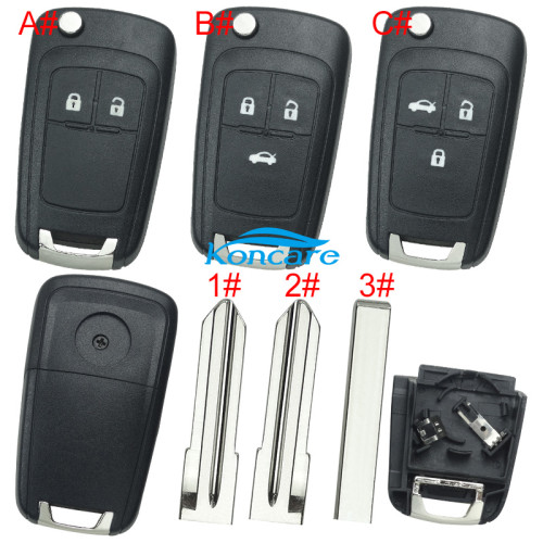For Chevrolet 2 button remote key shell with left blade