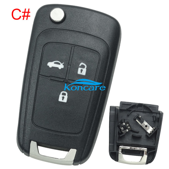 For Chevrolet remote key shell replacement with battery clamp with square logo place, pls choose the button and blade