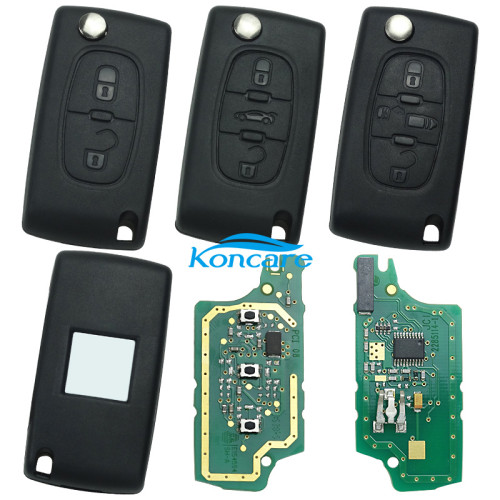 Original 100%new brand Peugeot 2 /3 Button Flip Remote Key with 46 chip FSK model 433mhz NO blade