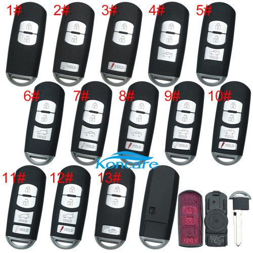 For Mazda remote key blank with blade ( 3parts)，with original badge palce, pls choose the button