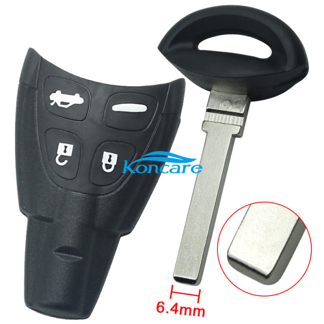 For SAAB 4 soft buttons remote key shell original quality（the button is soft as original one） with uncut blade