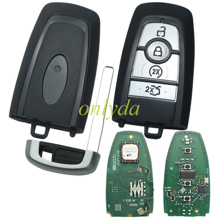 original Ford 4 button keyless remote key with 868mhz HITAG PRO 49chip HS7T-15K601-CB A2C93142400 for Ford F-Series 2015-2017 OEM PCB+aftermarket shell