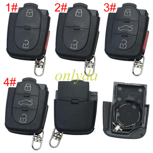 For Audi remote replacement key shell part with 2032 model battery holder, pls choose the button type