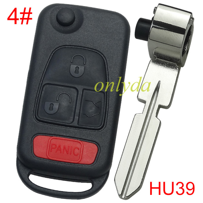 For Benz Flip Remote key Shell with HU39 blade, pls choose the button