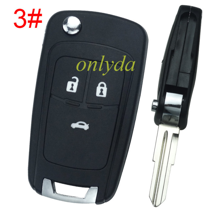 For Chevrolet remote key shell replacement with round badge place, pls choose the button and blade