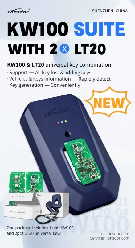 2024 Lonsdor KW100 Bluetooth Smart Key Generator with 2pc LT20 PCB board ，Support-Quick identify Toyota/Lexus smart key(All key lost/Add key)