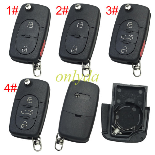For Audi remote replacement key shell with 2032 model battery holder, pls choose the button type