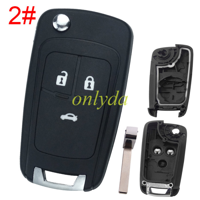For Chevrolet remote key shell replacement with round badge place, pls choose the button and blade