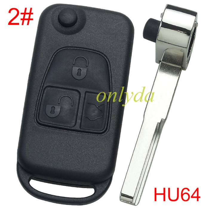 For Benz Flip Remote key Shell with HU64 blade, pls choose the button