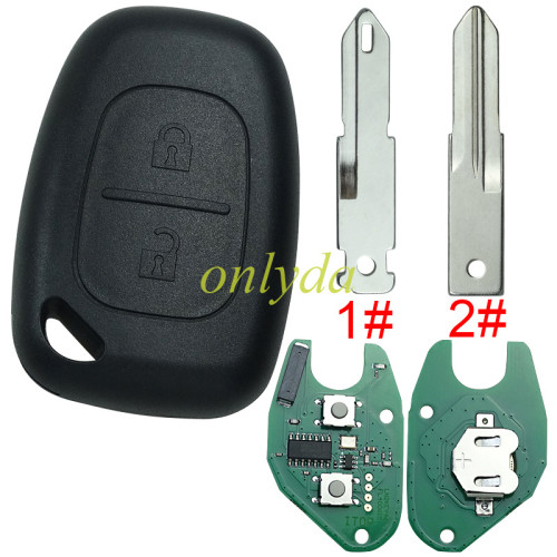 For Renault Clio ,Kango 2button remote with 434mhz after 2000 year with PCF7947AT chip inside，please choose the blade