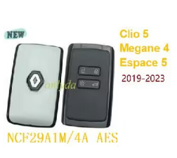 keyless card for Renault Clio 5,Megane 4,Espace 5,Talisman phase 2 2019-2023，NCF29A1M / 4A AES transponder 433.92Mhz4 Button compatible with Renault/Dacia Arkana Megane IV,Espace V,Kadjar, Koleos II,Clio V,Captur II,Scenic IV,Trafic III,Zoe II, Duster