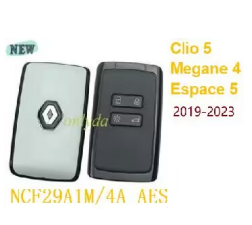 Free shipping keyless card for Renault Clio 5,Megane 4,Espace 5,Talisman phase 2 2019-2023，NCF29A1M / 4A AES transponder 433.92Mhz4 Button compatible with Renault/Dacia Arkana Megane IV,Espace V,Kadjar, Koleos II,Clio V,Captur II,Scenic IV,Trafic III,Zoe II, Duster