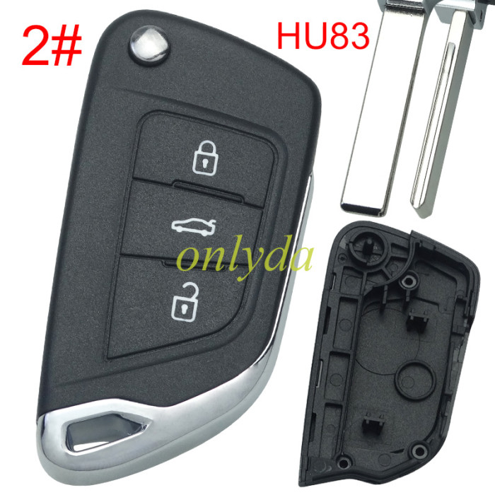 Free shipping For Peugeot modified remote key shell without battery clamp without badge place, blade HU83. pls choose the button type