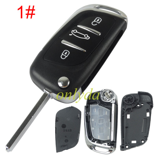 Free shipping For Citroen modified 3 button remote key shell with battery clamp without badge place, pls choose the blade type 1#-VA2 2#-HU83 3#-NE73