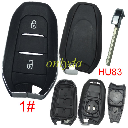 Free shipping For Citroen remote key shell with badge, blade HU83. Pls choose the button type