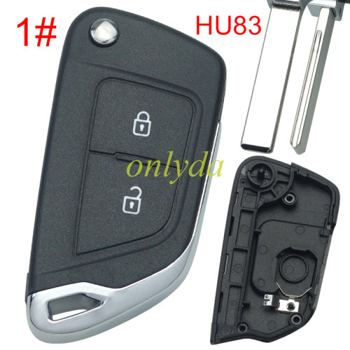 For Citroen modified remote key shell with battery clamp without badge place, blade HU83. pls choose the button type