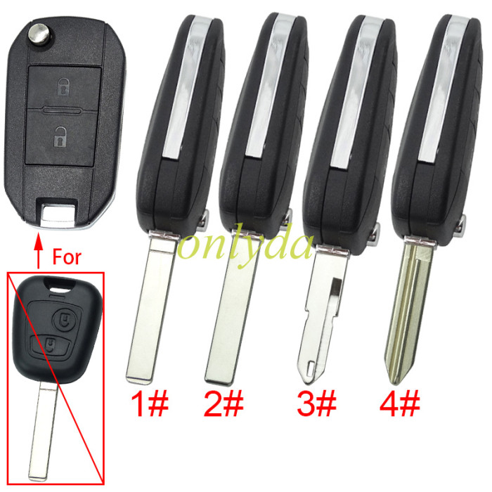 Free shipping For Peugeot modified 2 button remote key shell, pls choose the blade type