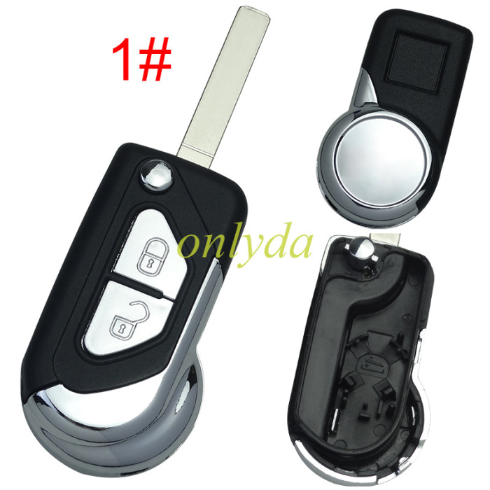 Free shipping For Peugeot modified 2 button remote key shell with battery clamp, pls choose the blade type HU83/VA2