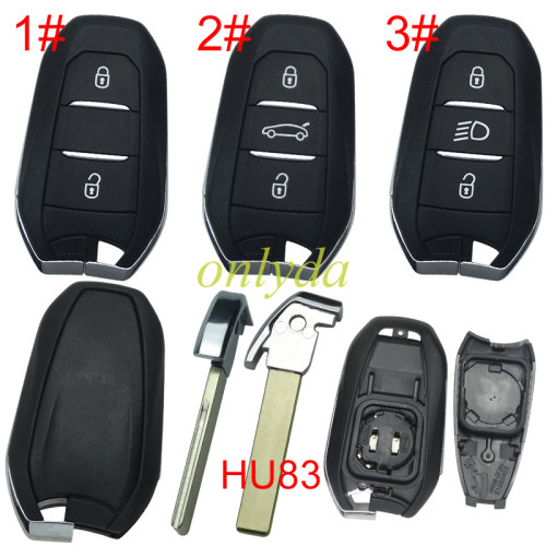 For Peugeot remote key shell with badge, blade HU83. Pls choose the button type