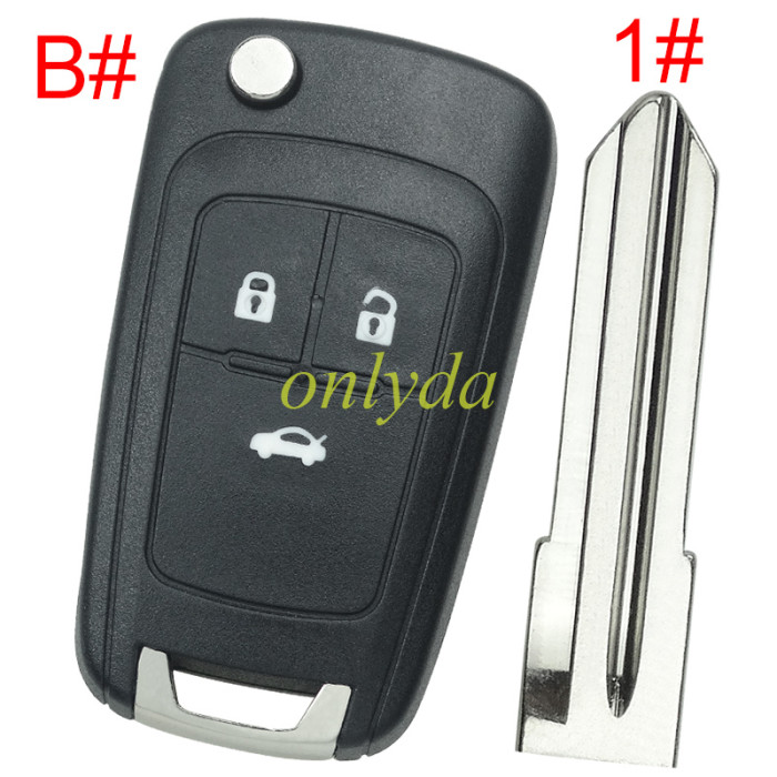 Free shipping For Buick remote key shell replacement with battery clamp with round badge place, pls choose the button and blade