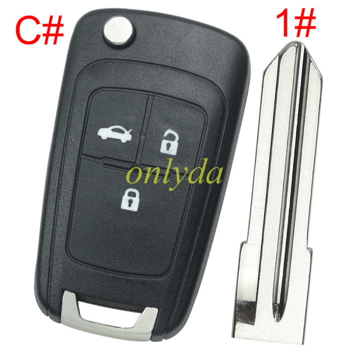 Free shipping For Buick remote key shell replacement with battery clamp with round badge place, pls choose the button and blade