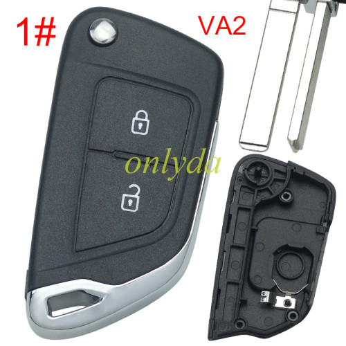 Free shipping For Peugeot modified remote key shell with battery clamp without badge place, blade VA2. pls choose the button type