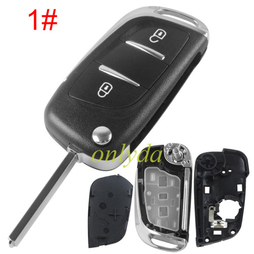 Free shipping For Citroen modified 2 button remote key shell with battery clamp with badge place, pls choose the blade type 1#-VA2 2#-HU83 3#-NE73
