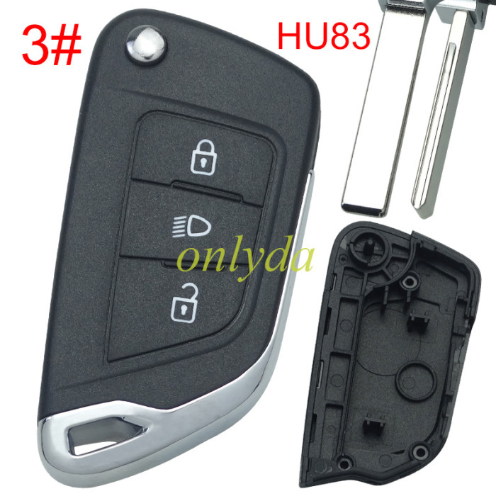 Free shipping For Peugeot modified remote key shell without battery clamp without badge place, blade HU83. pls choose the button type