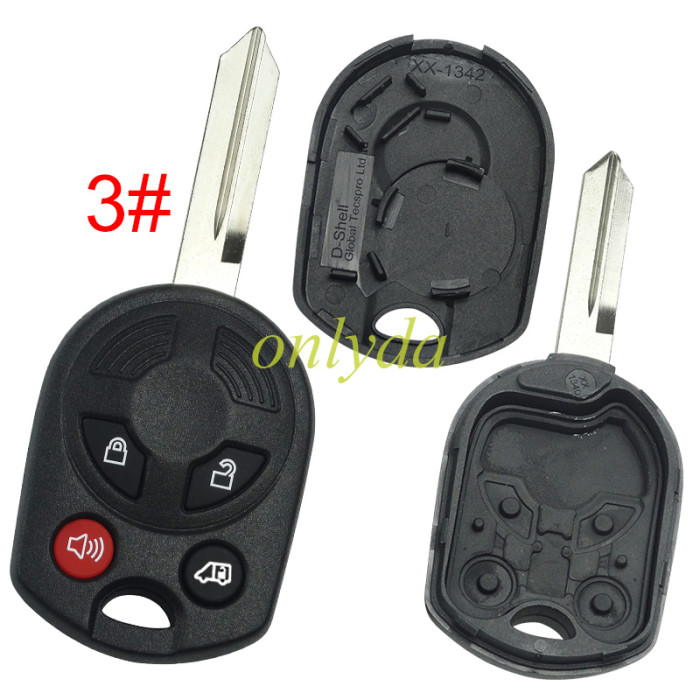 Free shipping Super Stronger GTL shell Ford 3/4 button remote key shell(3 parts). Pls choose button