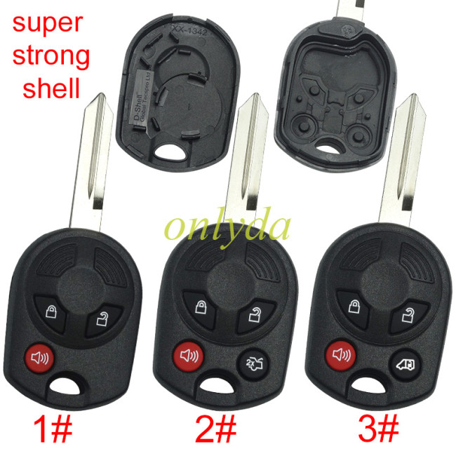 Free shipping Super Stronger GTL shell Ford 3/4 button remote key shell(3 parts). Pls choose button