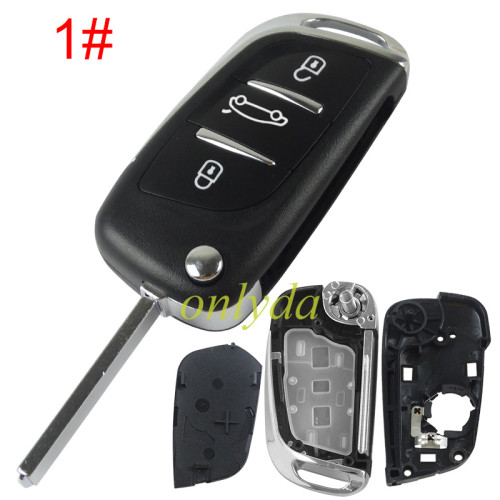 Free shipping For Citroen modified 3 button remote key shell with battery clamp with logo place, pls choose the blade type 1#-VA2 2#-HU83 3#-NE73
