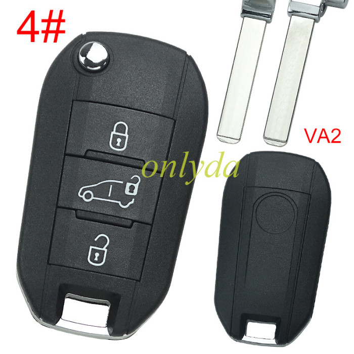 For Citroen 3 button remote key shell with round badge,blade is VA2, pls choose button model