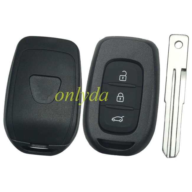 For Renault Dacia 3 button remote key blank with badge with battery clamp